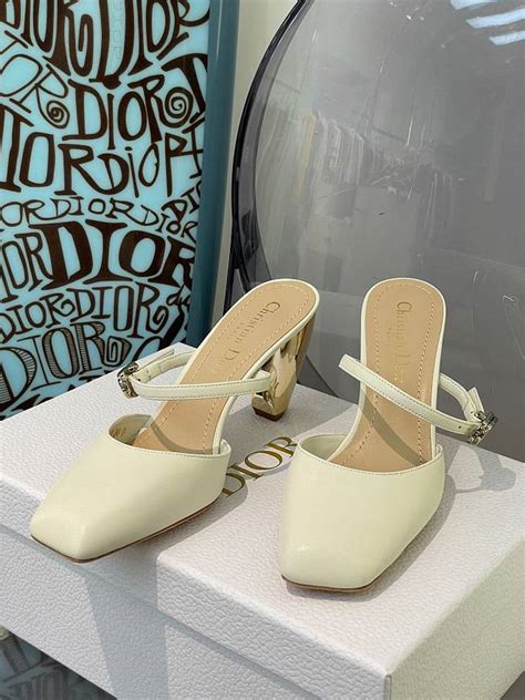 Dior Rhodes Heeled Mule White Calfskin 